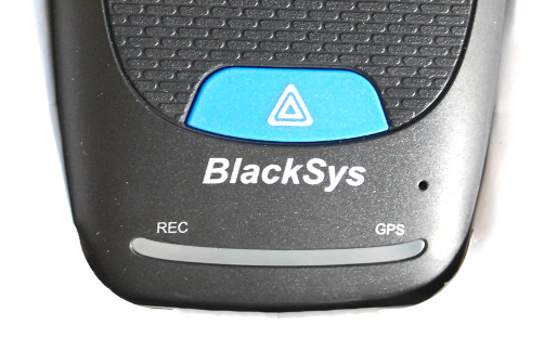 Duży błękitny przycisk EVENT / Emergency w wideorejestratorze BlackSys CW-100